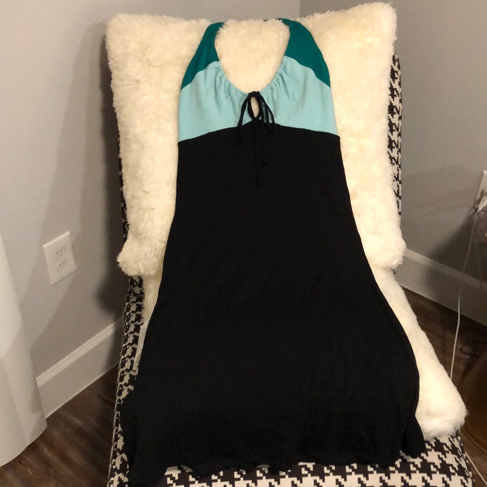 Multi colored halter a-line dress